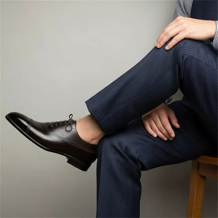 Classic leather brogue oxford dress shoes for men -4