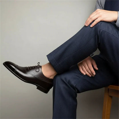 Classic leather brogue oxford dress shoes for men -4