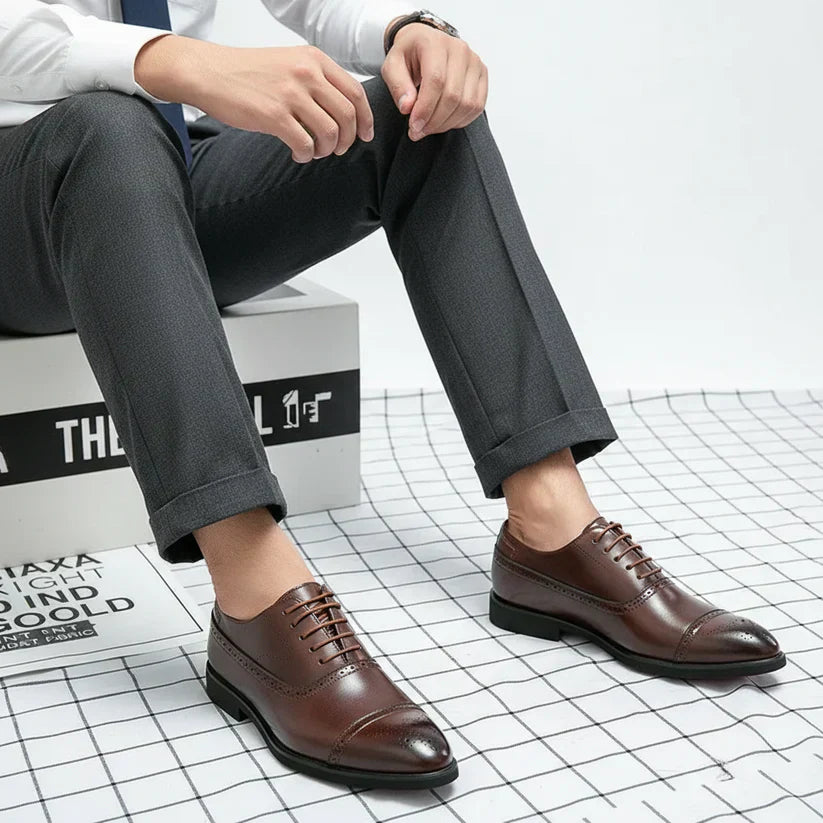 Classic leather brogue oxford dress shoes for men -7