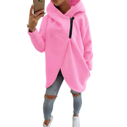 Plus-size relaxed half-zip pullover hoodie for women | Vania -6