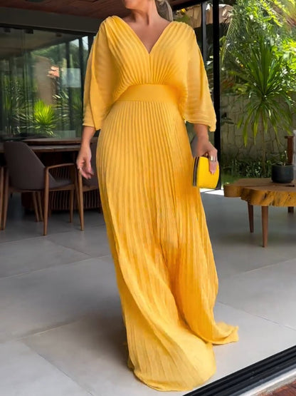 Floating ribbed elegant maxi dress for women | Ria -2