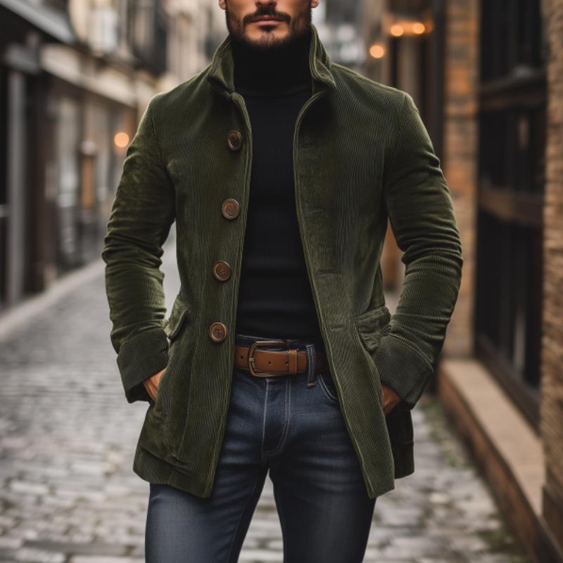 Slim-fit corduroy coat for men | Emerson -3