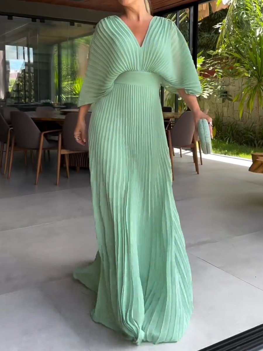 Floating ribbed elegant maxi dress for women | Ria -4