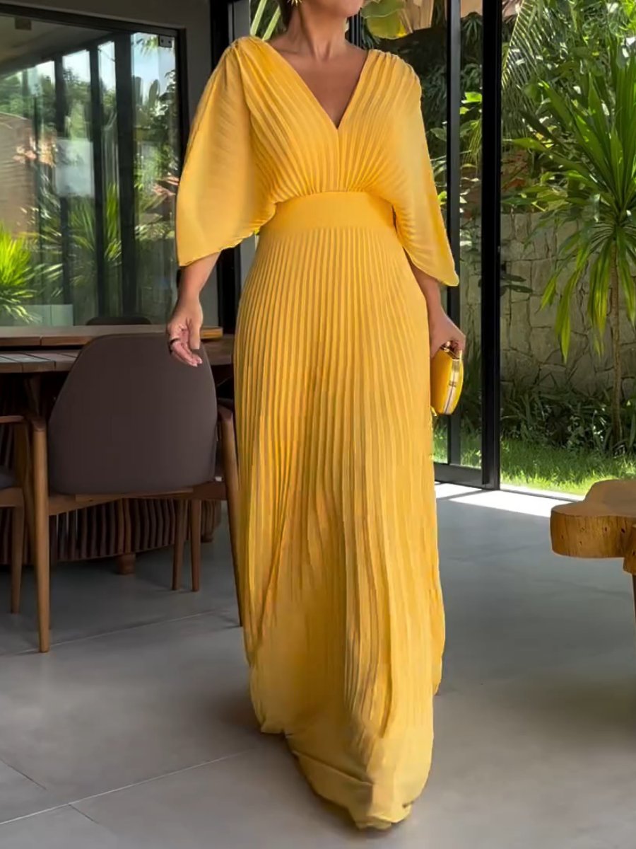 Floating ribbed elegant maxi dress for women | Ria -1