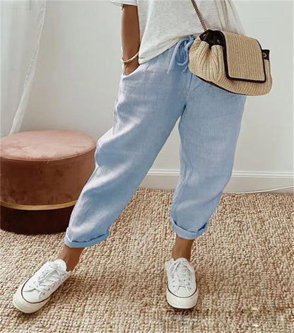 Luxury cotton-linen trousers for women | Anita -5