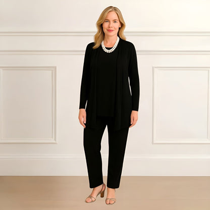 Three-piece cardigan top trousers set for women | Rosy -3