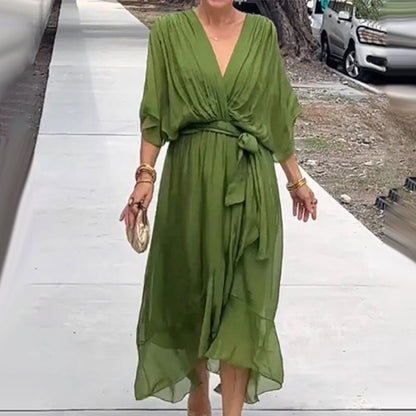 Elegant V-neck dress for women | Glenda -1