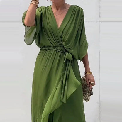Elegant V-neck dress for women | Glenda -3