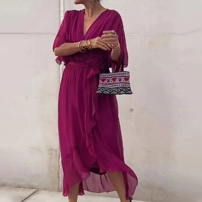 Elegant V-neck dress for women | Glenda -6