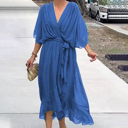 Elegant V-neck dress for women | Glenda -5