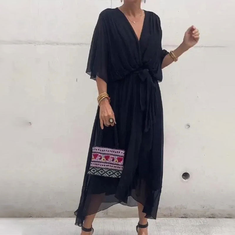 Elegant V-neck dress for women | Glenda -4