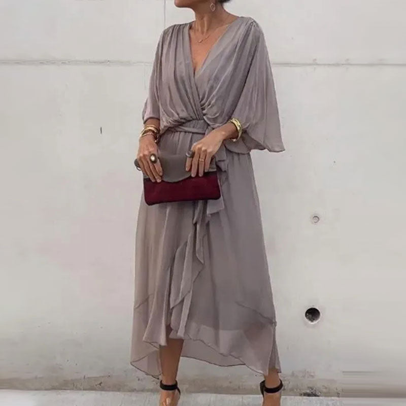 Elegant V-neck dress for women | Glenda -7