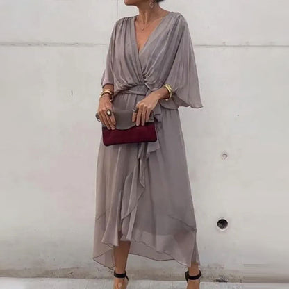 Elegant V-neck dress for women | Glenda -7