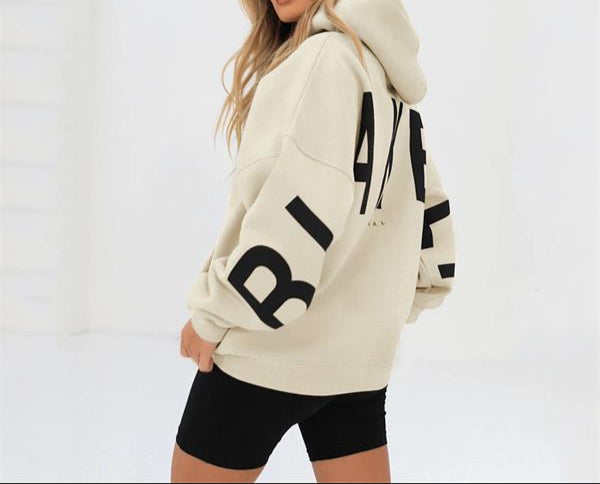 Sweat capuche oversize printed graphique jumper for women | Clotilde -1