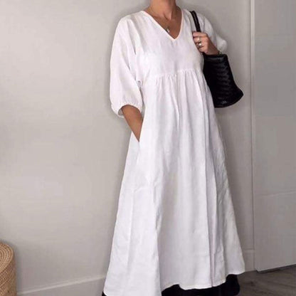 Comfortable chic V-neck everyday dress for women | Wylla -1