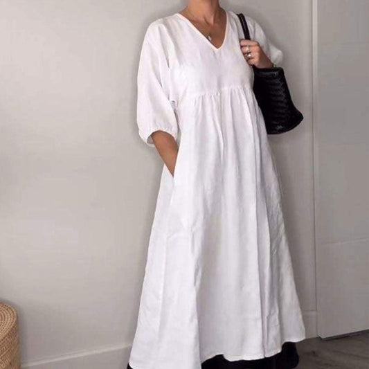 Comfortable chic V-neck everyday dress for women | Wylla -1