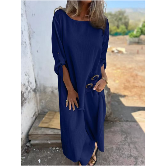 Stylish cotton-linen two-piece dress trousers for women | Elara -1