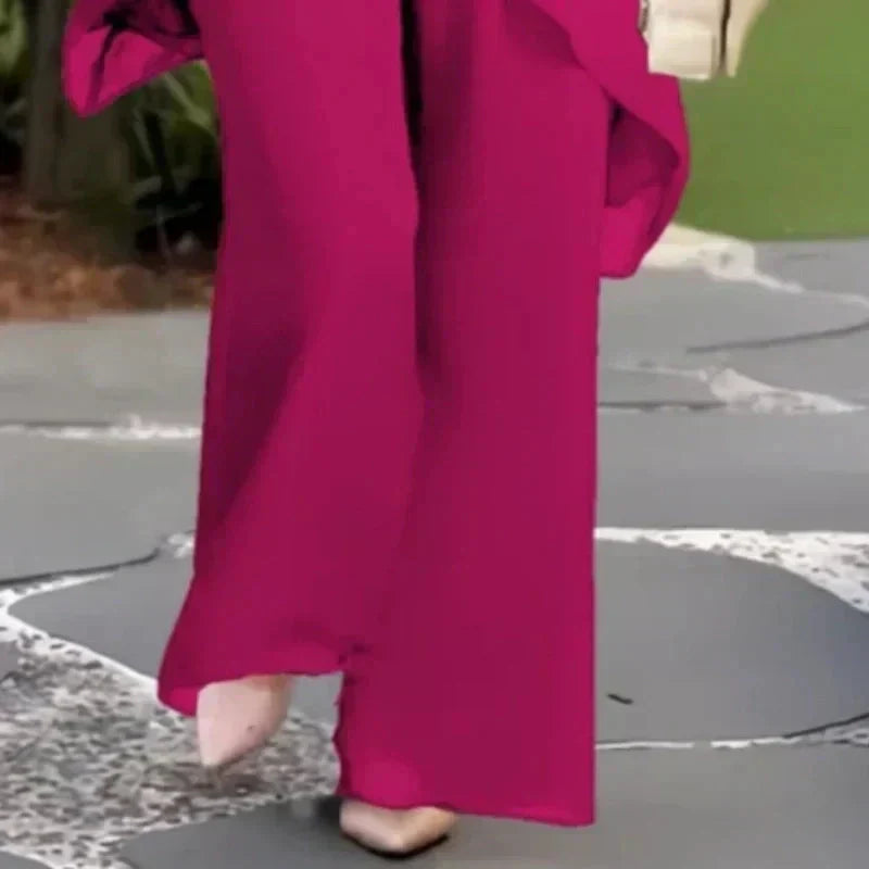 Chic irregular top and trousers set for women | Herlene -6