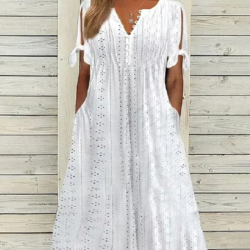 Elegant flowing V-neck dress for women -8