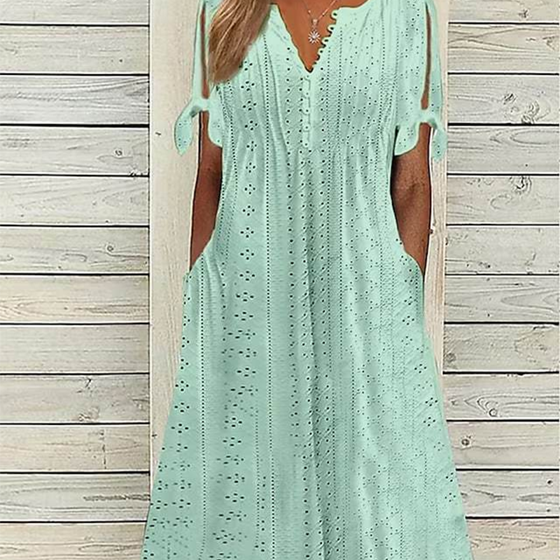Elegant flowing V-neck dress for women -11