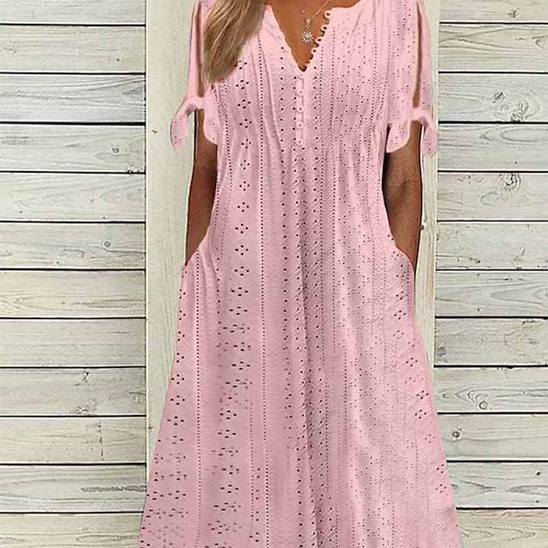 Elegant flowing V-neck dress for women -13