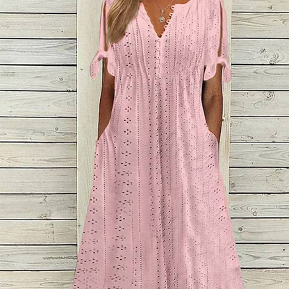 Elegant flowing V-neck dress for women -13