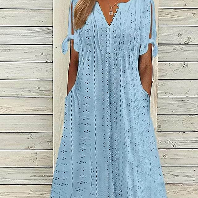 Elegant flowing V-neck dress for women -10