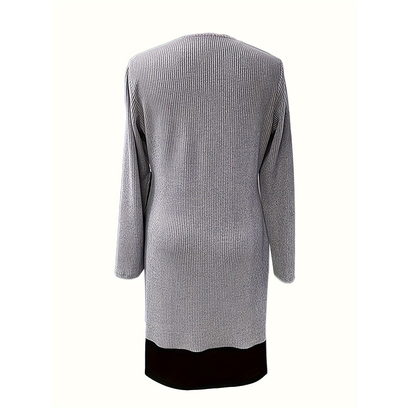 Elegant A-line knee-length two-piece effect dress for women -8