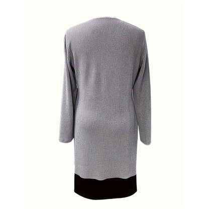 Elegant A-line knee-length two-piece effect dress for women -8
