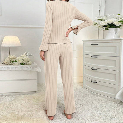 Ensemble pyjama ribbed comfortable loungewear set for women | Oliana -5