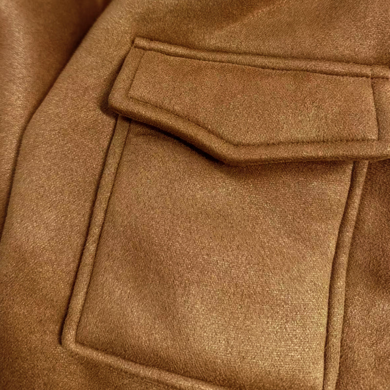 Vintage warm lapel multi-pocket winter coat for men -8