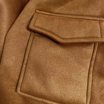 Vintage warm lapel multi-pocket winter coat for men -8