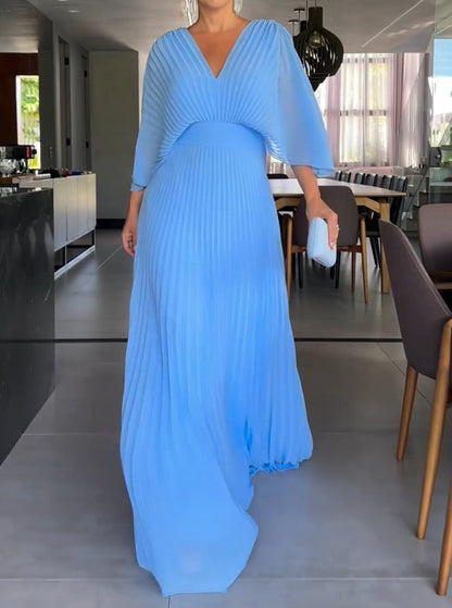 Floating ribbed elegant maxi dress for women | Ria -5