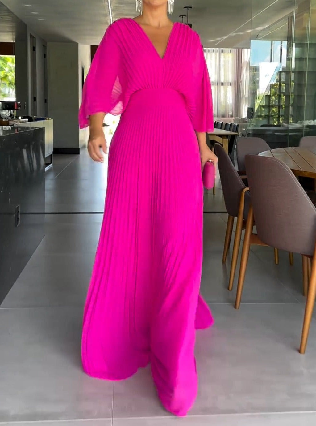 Floating ribbed elegant maxi dress for women | Ria -3