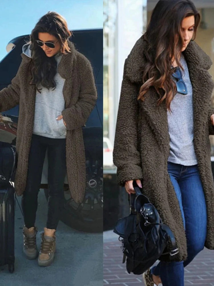 Coat long chaud peluche for women | Isla -6