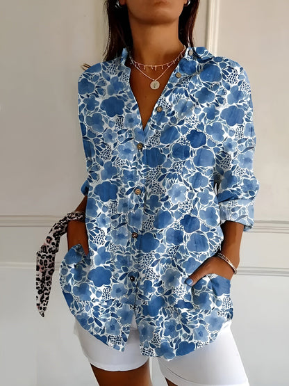 Shirt button-up printed floral blouse for women | Myrtille -6