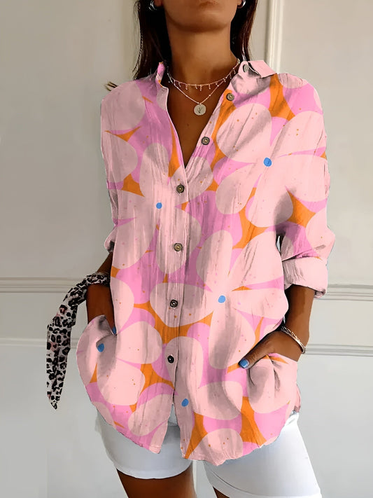 Aurelle Myrtille floral button-up blouse for women