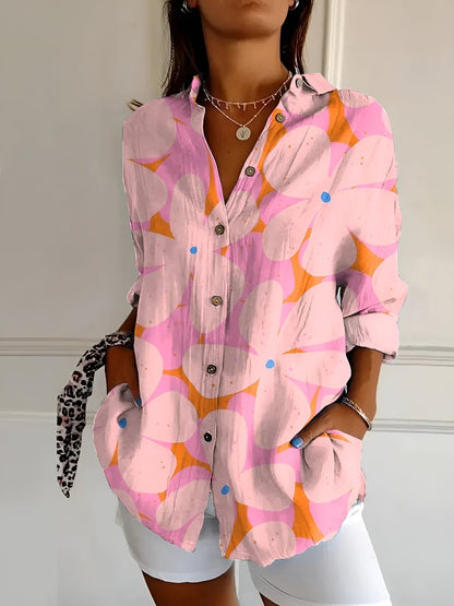 Shirt button-up printed floral blouse for women | Myrtille -1