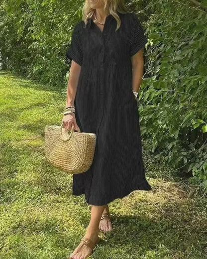 Coastal charm button dress for women -4