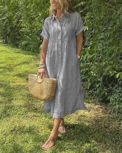 Coastal charm button dress for women -5