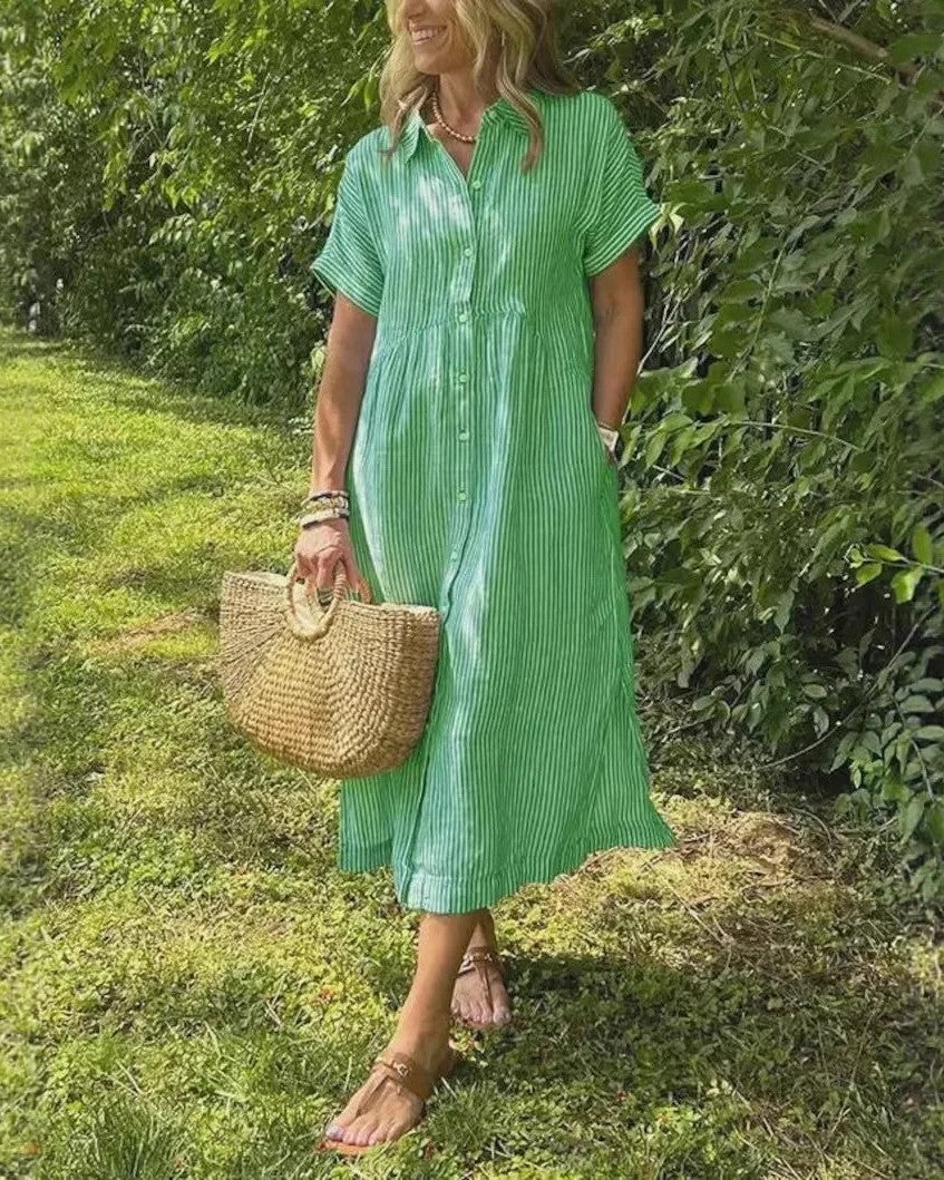 Coastal charm button dress for women -9