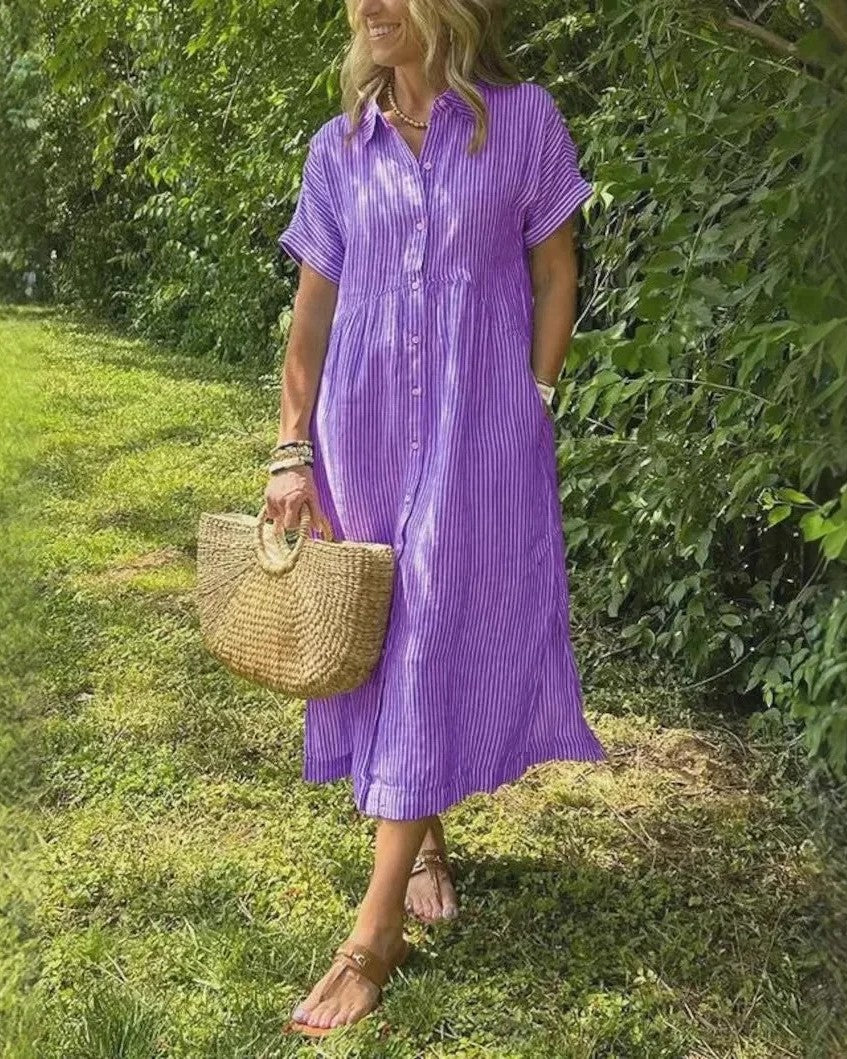 Coastal charm button dress for women -7