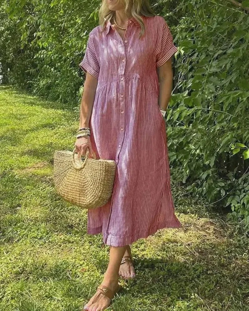 Coastal charm button dress for women -8