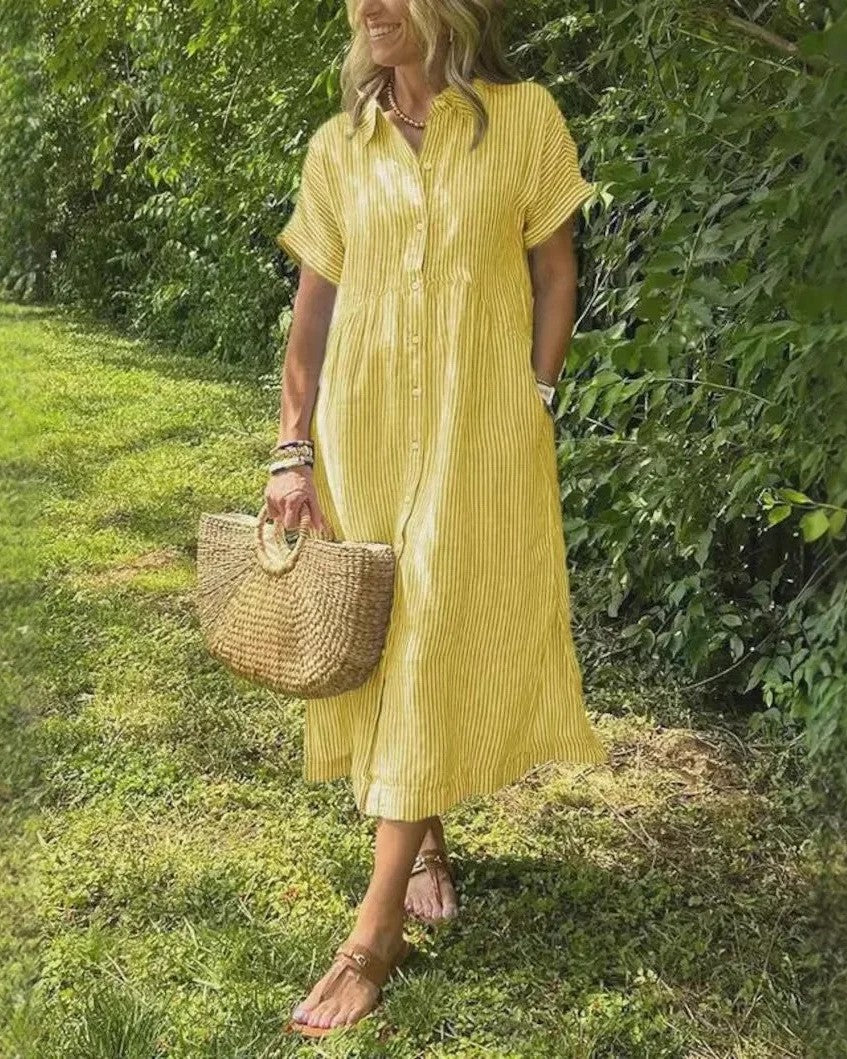 Coastal charm button dress for women -6