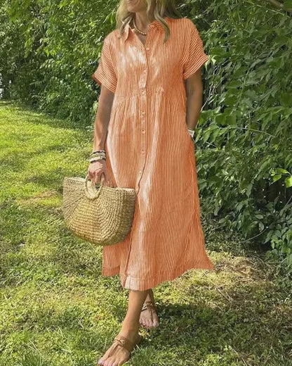 Coastal charm button dress for women -10