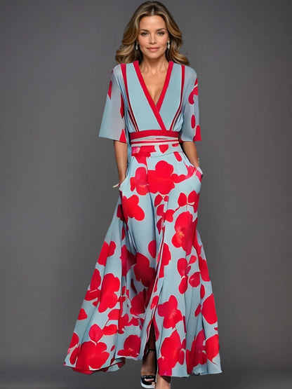 Classic floral V-neck maxi dress for women | Zoe