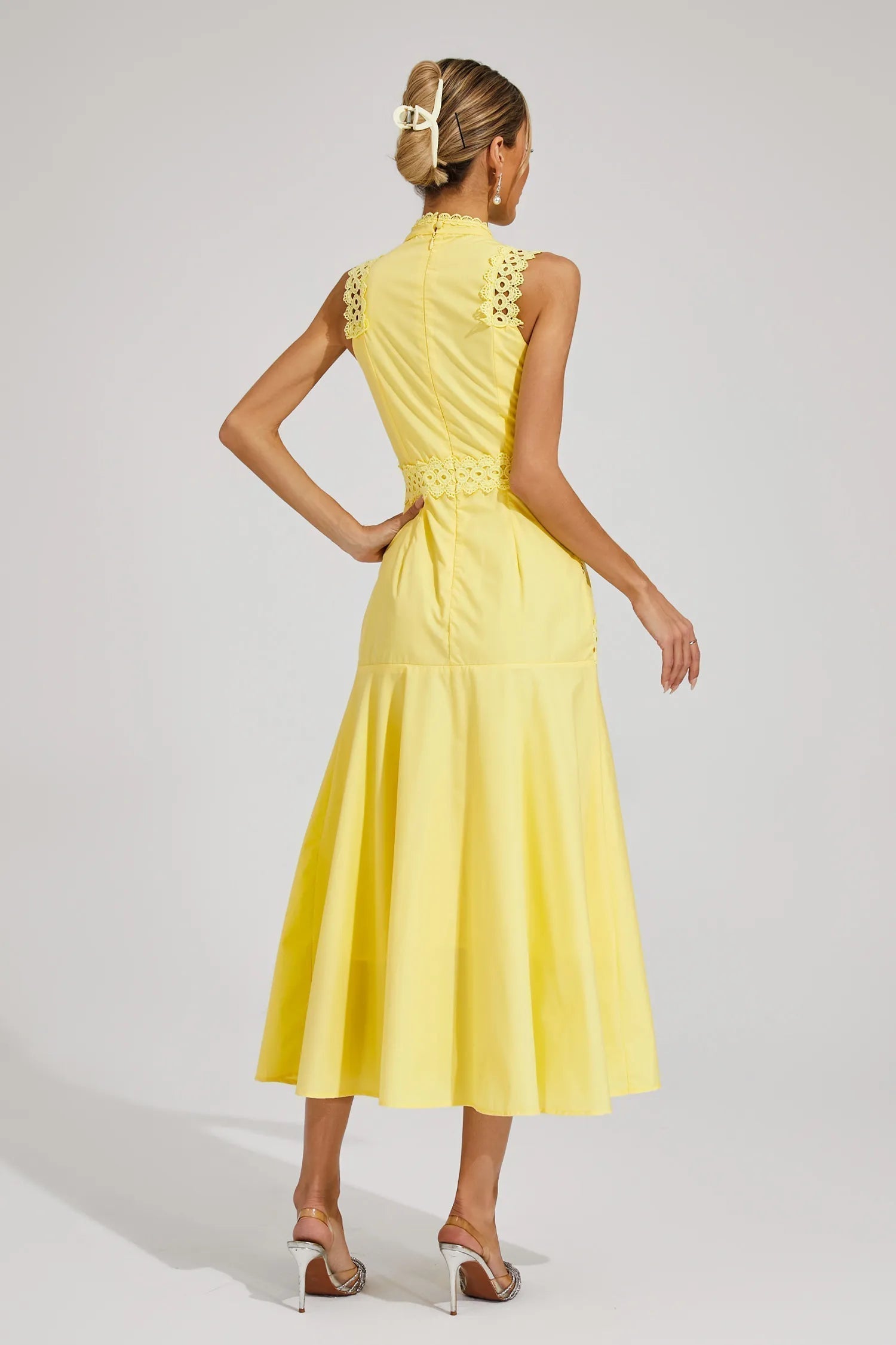 Sleeveless lace midi wedding guest dress for women | Olivia -6