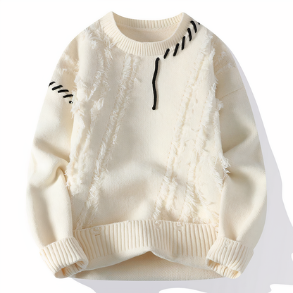 Knitted sweater with patchwork pattern for men | Jasper