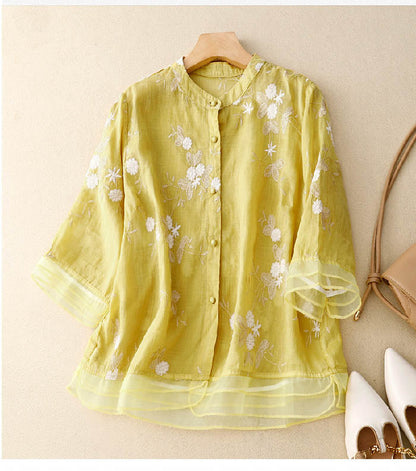 Embroidered cotton top blouse for women | Eloise -8